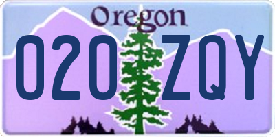 OR license plate 020ZQY