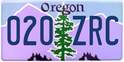 OR license plate 020ZRC
