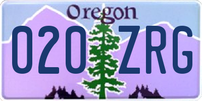 OR license plate 020ZRG