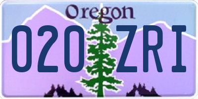 OR license plate 020ZRI