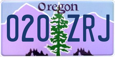 OR license plate 020ZRJ