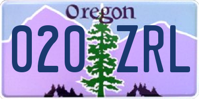 OR license plate 020ZRL