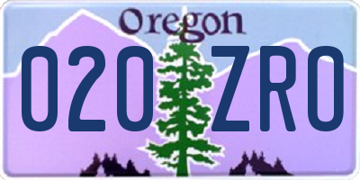 OR license plate 020ZRO