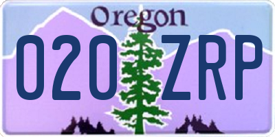 OR license plate 020ZRP