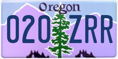 OR license plate 020ZRR