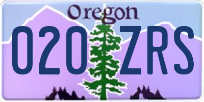 OR license plate 020ZRS