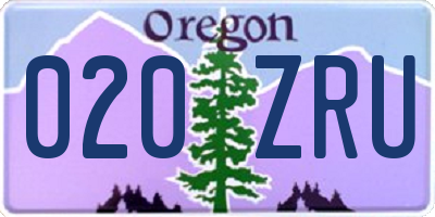 OR license plate 020ZRU