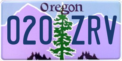 OR license plate 020ZRV