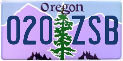 OR license plate 020ZSB