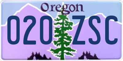 OR license plate 020ZSC