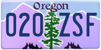 OR license plate 020ZSF