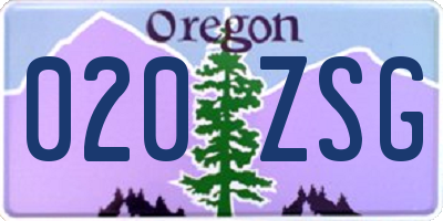 OR license plate 020ZSG