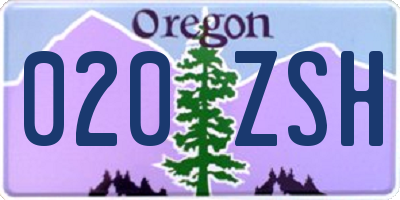OR license plate 020ZSH