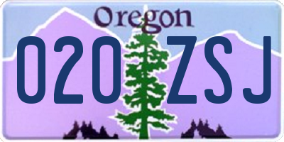 OR license plate 020ZSJ