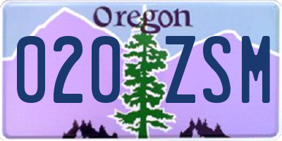 OR license plate 020ZSM