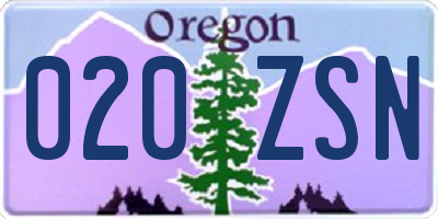 OR license plate 020ZSN