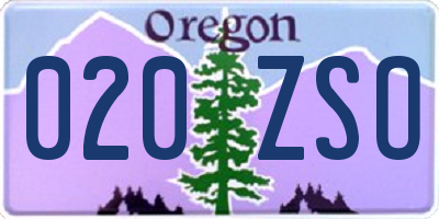 OR license plate 020ZSO
