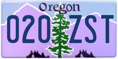 OR license plate 020ZST