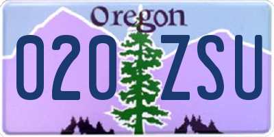 OR license plate 020ZSU