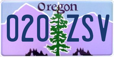 OR license plate 020ZSV