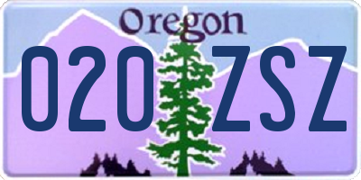 OR license plate 020ZSZ