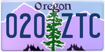 OR license plate 020ZTC