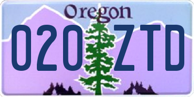 OR license plate 020ZTD