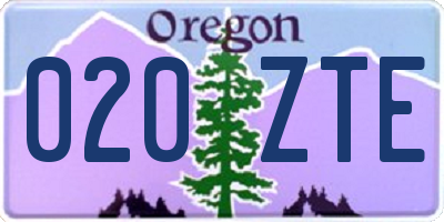 OR license plate 020ZTE