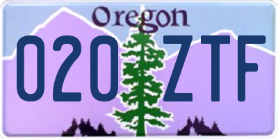 OR license plate 020ZTF