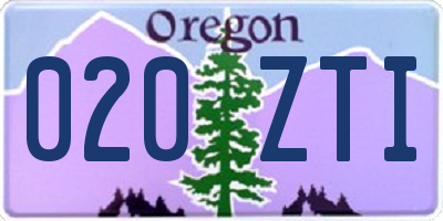 OR license plate 020ZTI