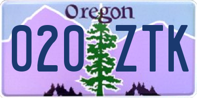 OR license plate 020ZTK