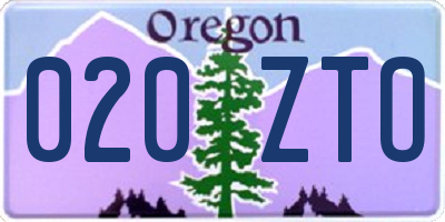 OR license plate 020ZTO