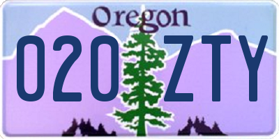 OR license plate 020ZTY