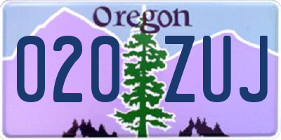 OR license plate 020ZUJ