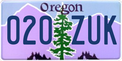OR license plate 020ZUK