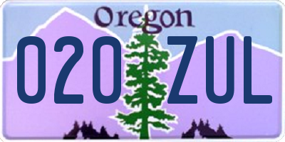 OR license plate 020ZUL