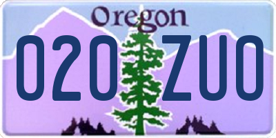 OR license plate 020ZUO