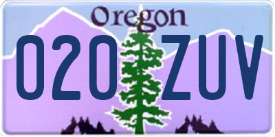 OR license plate 020ZUV