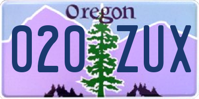 OR license plate 020ZUX