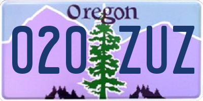 OR license plate 020ZUZ
