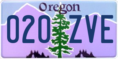 OR license plate 020ZVE
