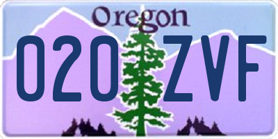 OR license plate 020ZVF