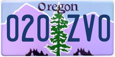 OR license plate 020ZVO