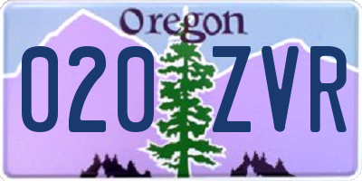 OR license plate 020ZVR