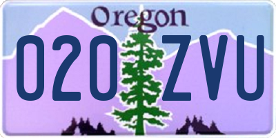 OR license plate 020ZVU