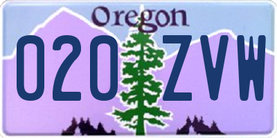 OR license plate 020ZVW