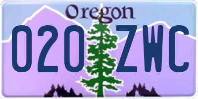OR license plate 020ZWC