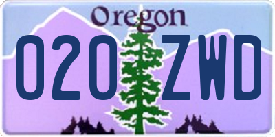 OR license plate 020ZWD
