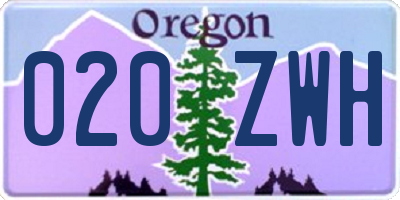 OR license plate 020ZWH