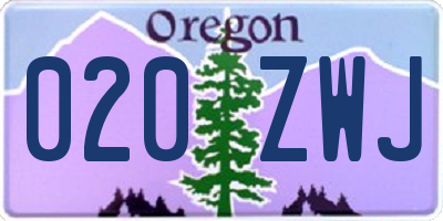 OR license plate 020ZWJ